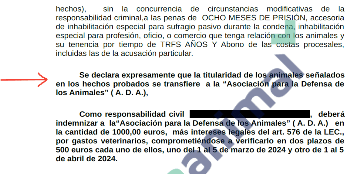 Sentencia de condena firme pone a salvo a todos los perros maltratados