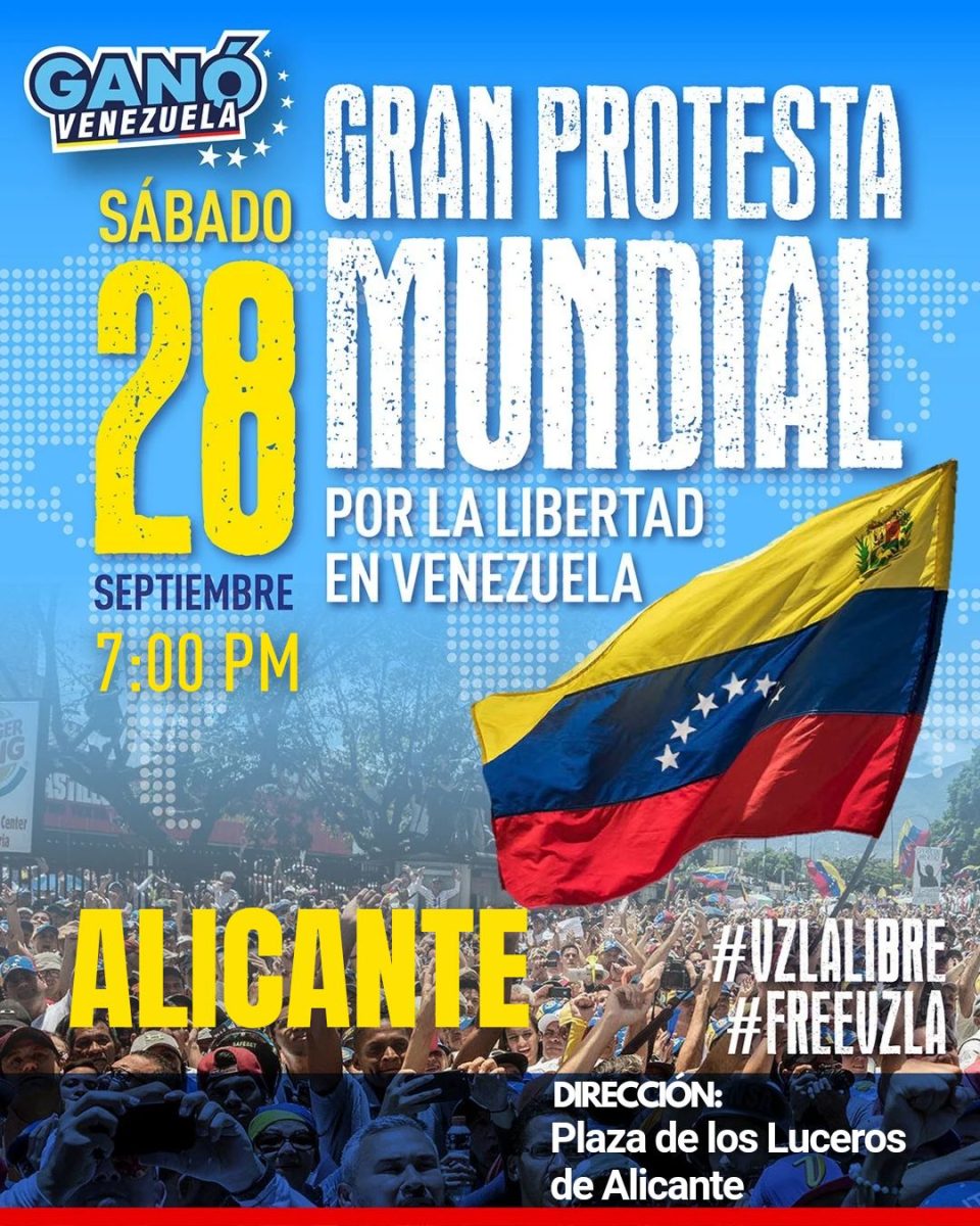 Alicante se une a la Gran Protesta Mundial por Venezuela el próximo 28 de septiembre