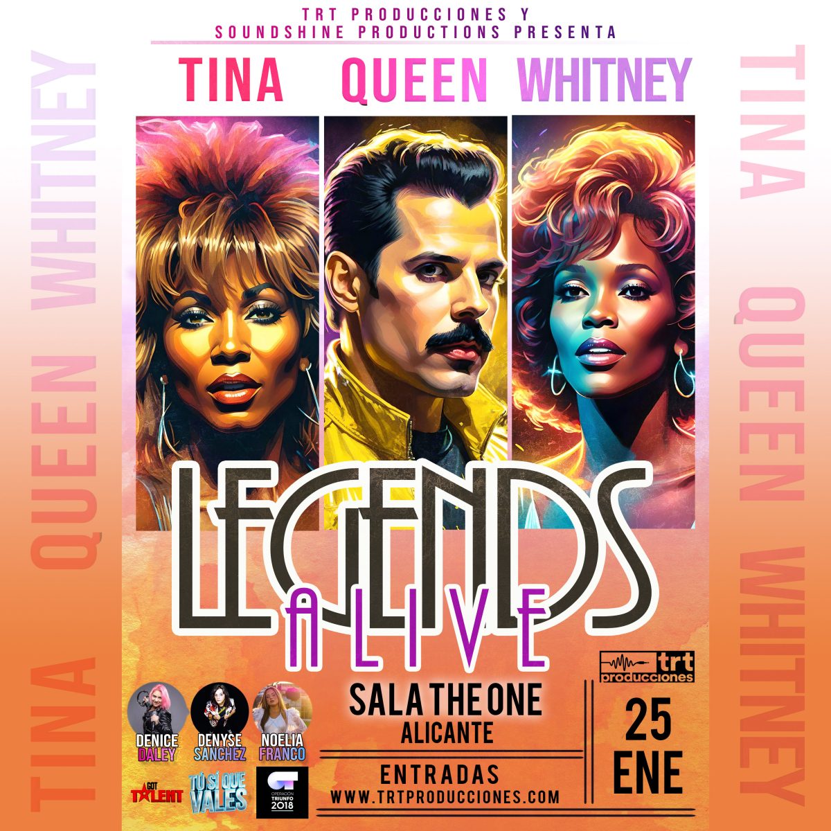 LEGENDS ALIVE: Un espectáculo único que rinde homenaje a las leyendas Whitney Houston, Tina Turner y Queen.