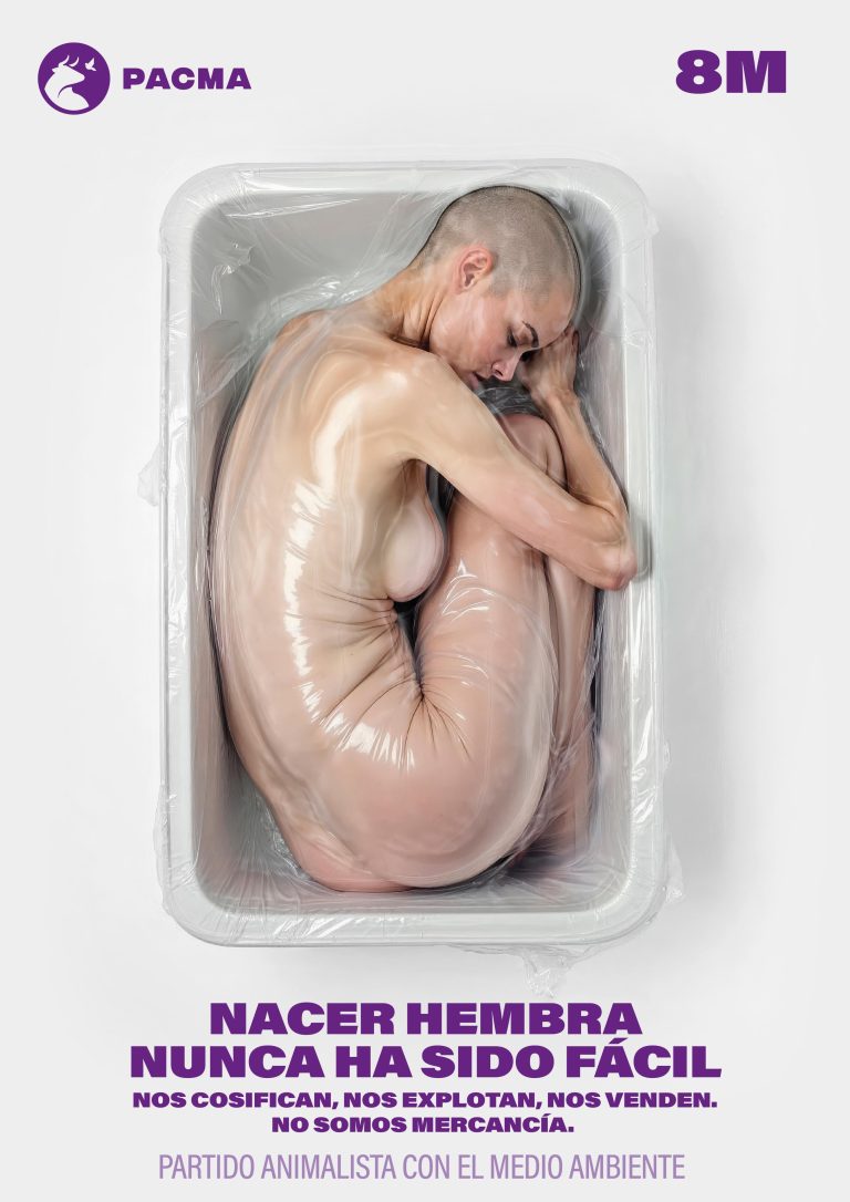 Nueva polémica del Partido Animalista con su cartel por el 8M: “Nacer hembra nunca ha sido fácil”