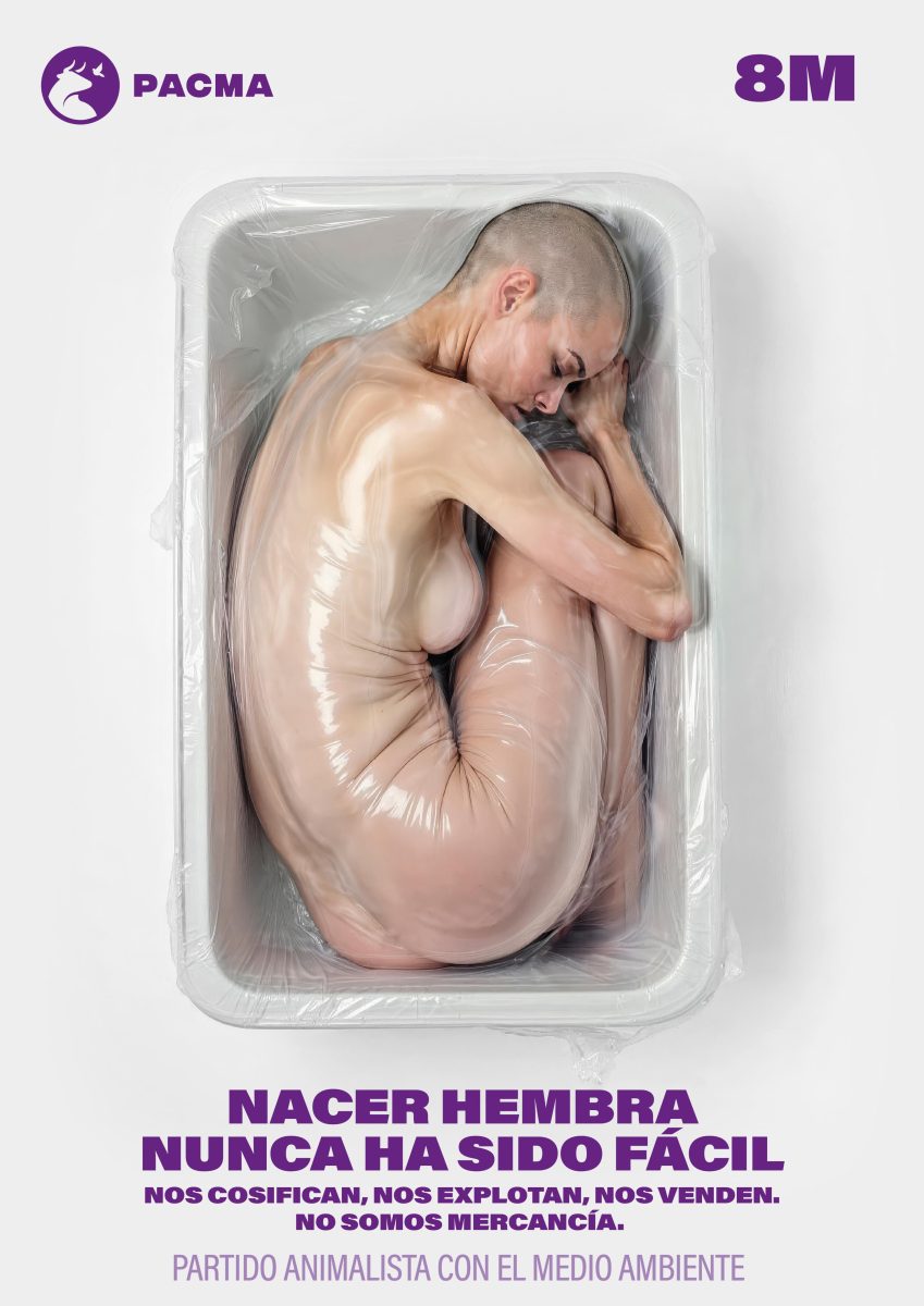 Nueva polémica del Partido Animalista con su cartel por el 8M: “Nacer hembra nunca ha sido fácil”