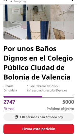 Por unos Baños Dignos en el Colegio Público Ciudad de Bolonia de Valencia