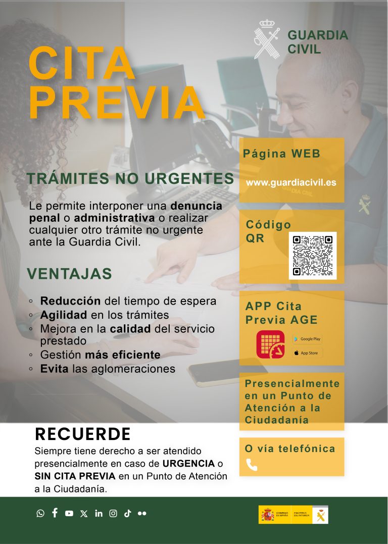 Más de 3000 denuncias recibidas desde la puesta en funcionamiento de la denuncia telemática en la Guardia Civil