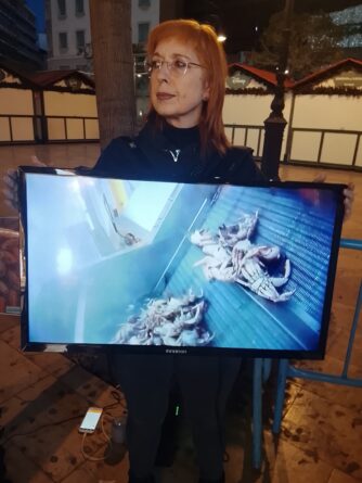 Activistas realizan una línea silenciosa en Valencia por los animales acuáticos