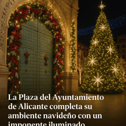 La Plaza del Ayuntamiento de Alicante completa su ambiente navideño con un imponente iluminado
