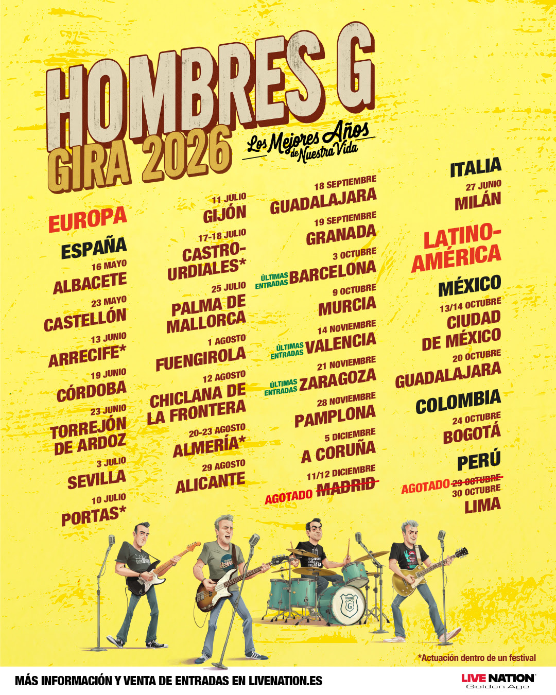 Hombres G anuncian nuevas fechas en España y Latinoamérica con su gira «Los Mejores Años de Nuestra Vida»