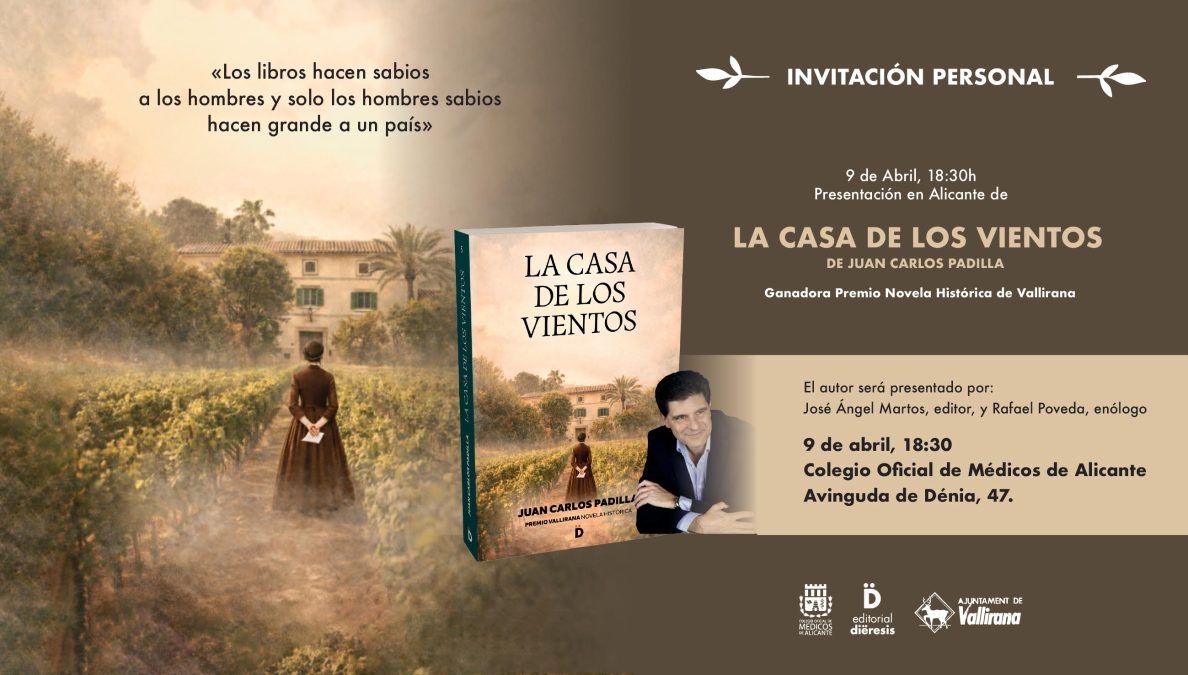 Juan Carlos Padilla presenta en Alicante ‘La casa de los vientos’, ganadora del IV Premio Vallirana de Novela Histórica