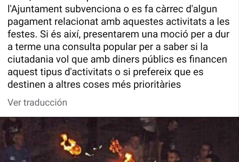 Pedimos a Compromís Moncada que no autorice actos con animales durante su mandato
