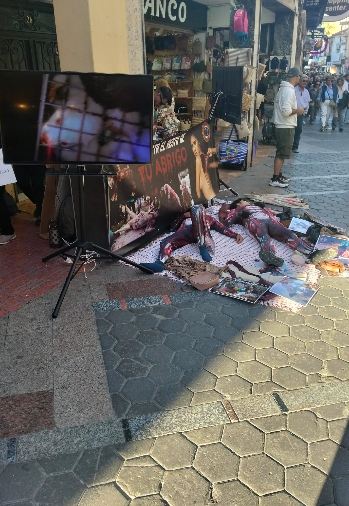 Realizan una protesta contra la industria peletera en pleno centro de Benidorm