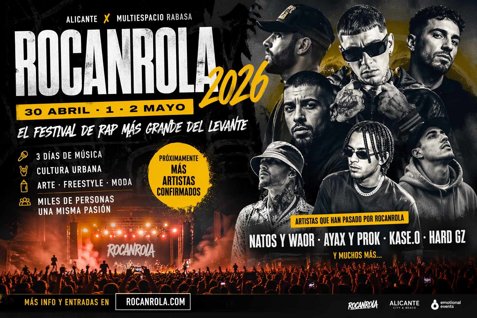 Rocanrola 2026: Alicante se prepara para uno de los mayores festivales de rap de España