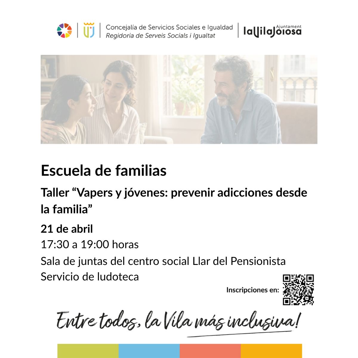 Villajoyosa imparte el taller “Vapers y Jóvenes: prevenir adicciones desde la familia” dentro de la iniciativa Escuela de Familias