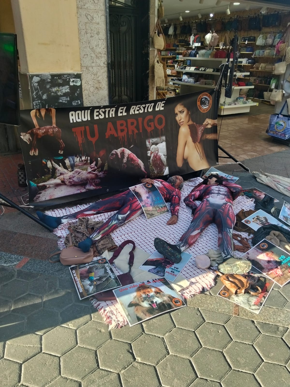 protesta contra la industria peletera en pleno centro de Benidorm