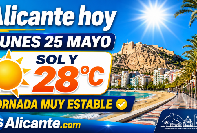 El tiempo en Alicante hoy, lunes 25 de mayo: sol, calor suave y máximas de 28 grados