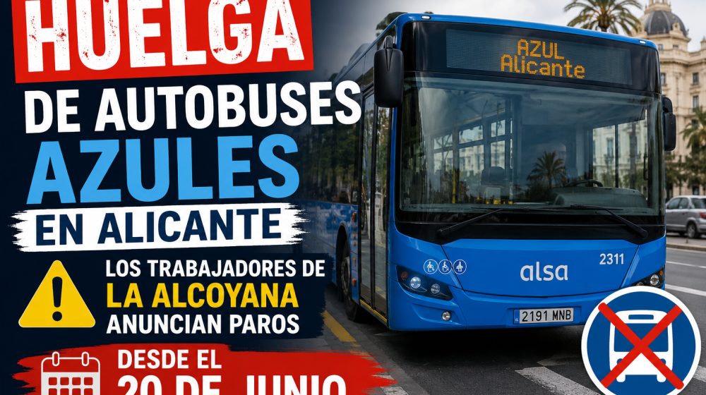 Huelga autobuses azules Alicante 2026