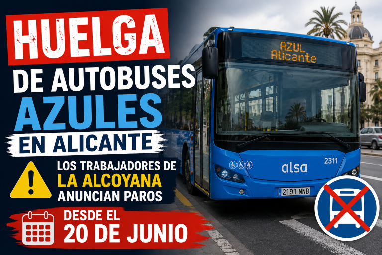 Huelga autobuses azules Alicante 2026