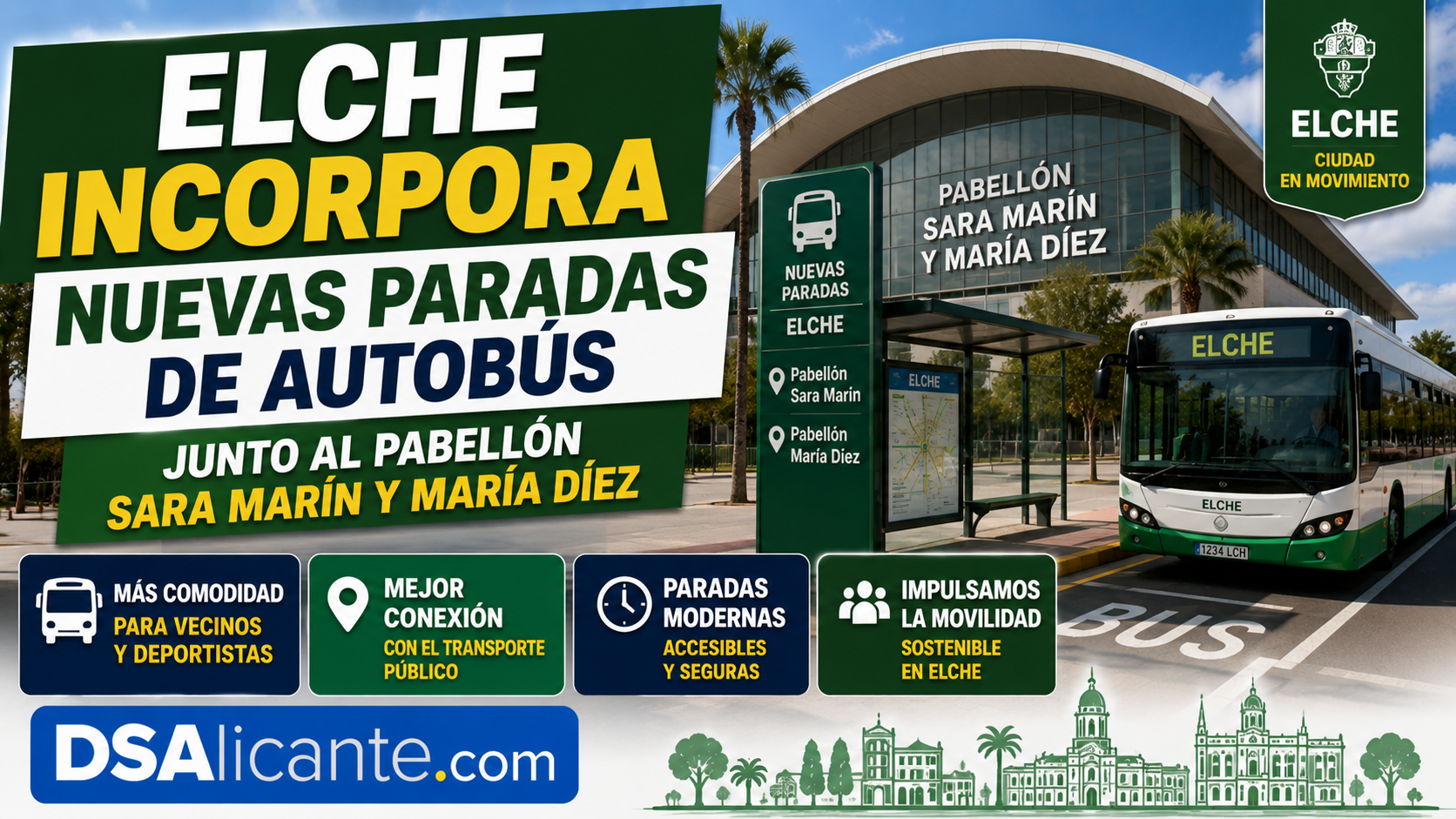 Nuevas paradas de autobús en Elche