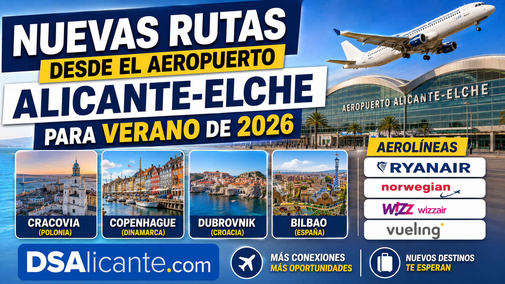 Nuevas rutas aeropuerto Alicante-Elche 2026