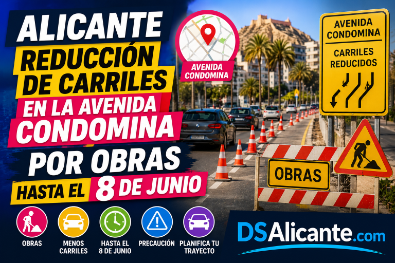 Reducción de carriles en avenida Condomina Alicante
