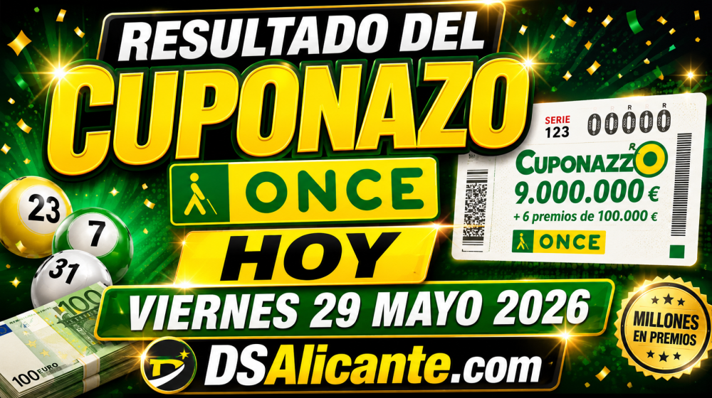 Resultado del Cuponazo de la ONCE de hoy, viernes 29 de mayo de 2026