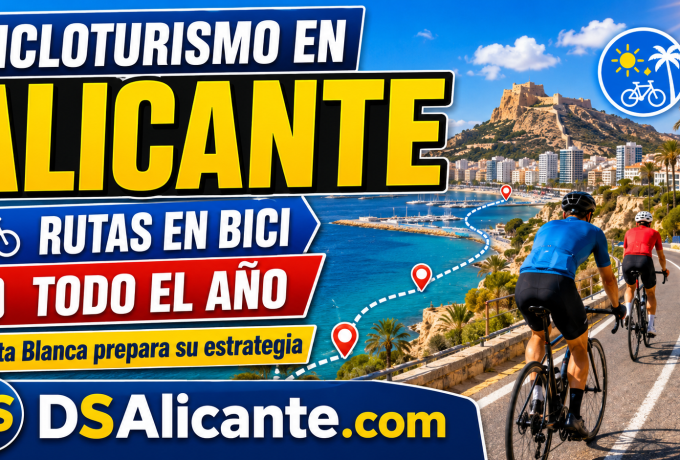 ciclistas en carretera de montaña, interior de la Marina Alta o ruta cicloturista en paisaje mediterráneo.