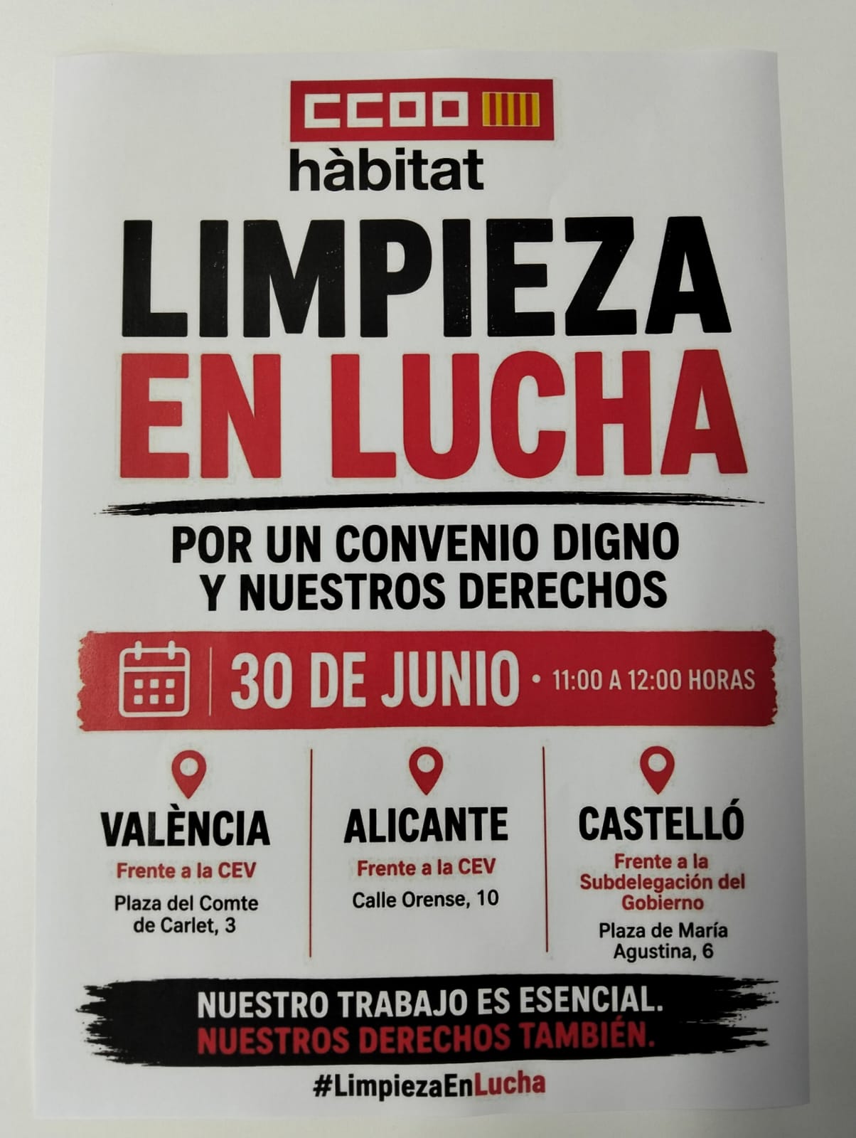 Acude a protestar el martes por el sector de limpieza en València, Castellón o Alicante