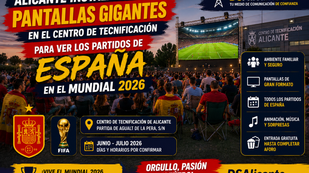 Alicante instala pantallas para ver a España en el Mundial 2026