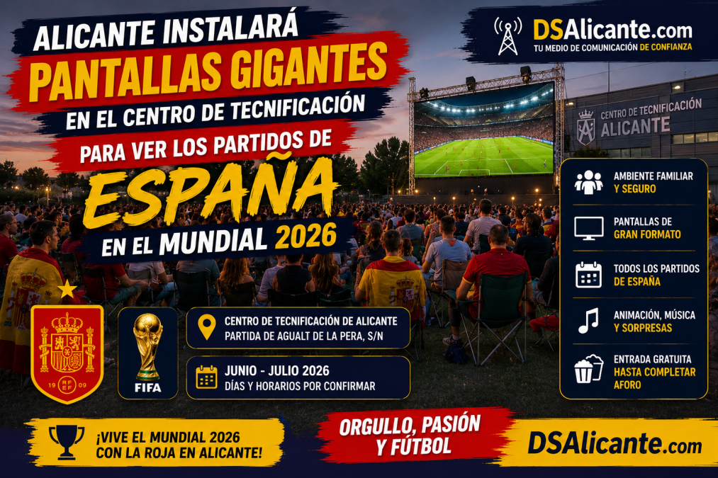 Alicante instala pantallas para ver a España en el Mundial 2026