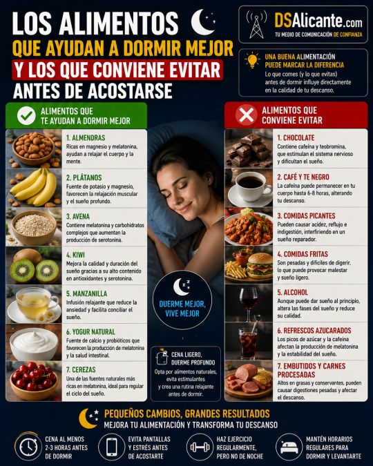 Alimentos que ayudan a dormir mejor y cuáles evitar