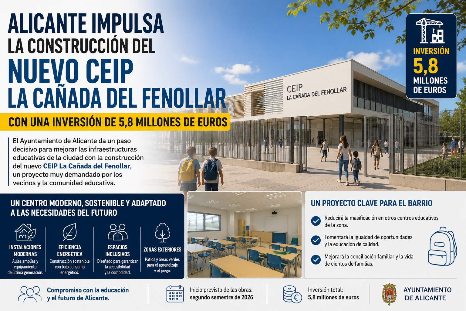 CEIP La Cañada del Fenollar: Alicante licita las obras por 5,8 millones