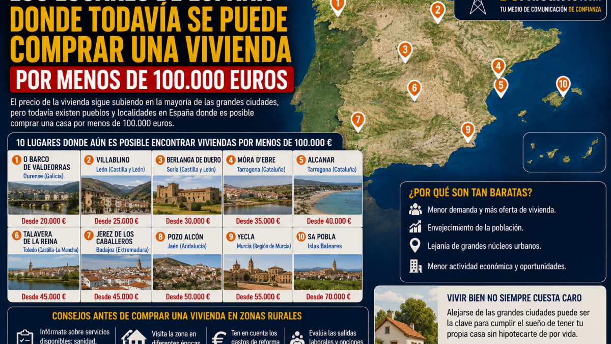 Dónde comprar vivienda por menos de 100.000 euros en España