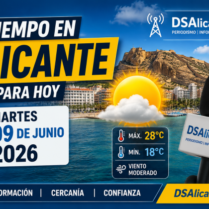 El tiempo en Alicante hoy, 9 de junio: calor moderado, cielos despejados y una jornada ideal para actividades al aire libre