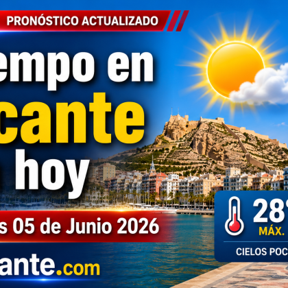 El tiempo en Alicante hoy, viernes 5 de junio: nubes, ambiente suave y máxima de 26 grados