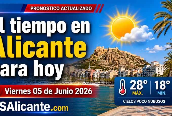 El tiempo en Alicante hoy, viernes 5 de junio: nubes, ambiente suave y máxima de 26 grados