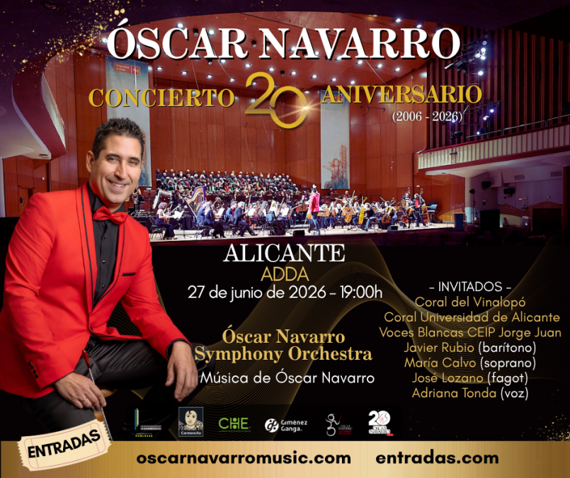 Gira 20 aniversario Óscar Navarro. Próxima parada Auditorio de la Diputación de Alicante
