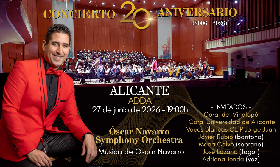 Gira 20 aniversario Óscar Navarro. Próxima parada Auditorio de la Diputación de Alicante