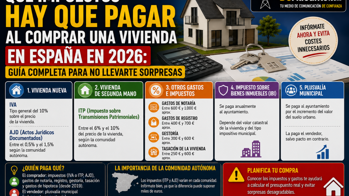 Impuestos al comprar una vivienda en España: guía 2026