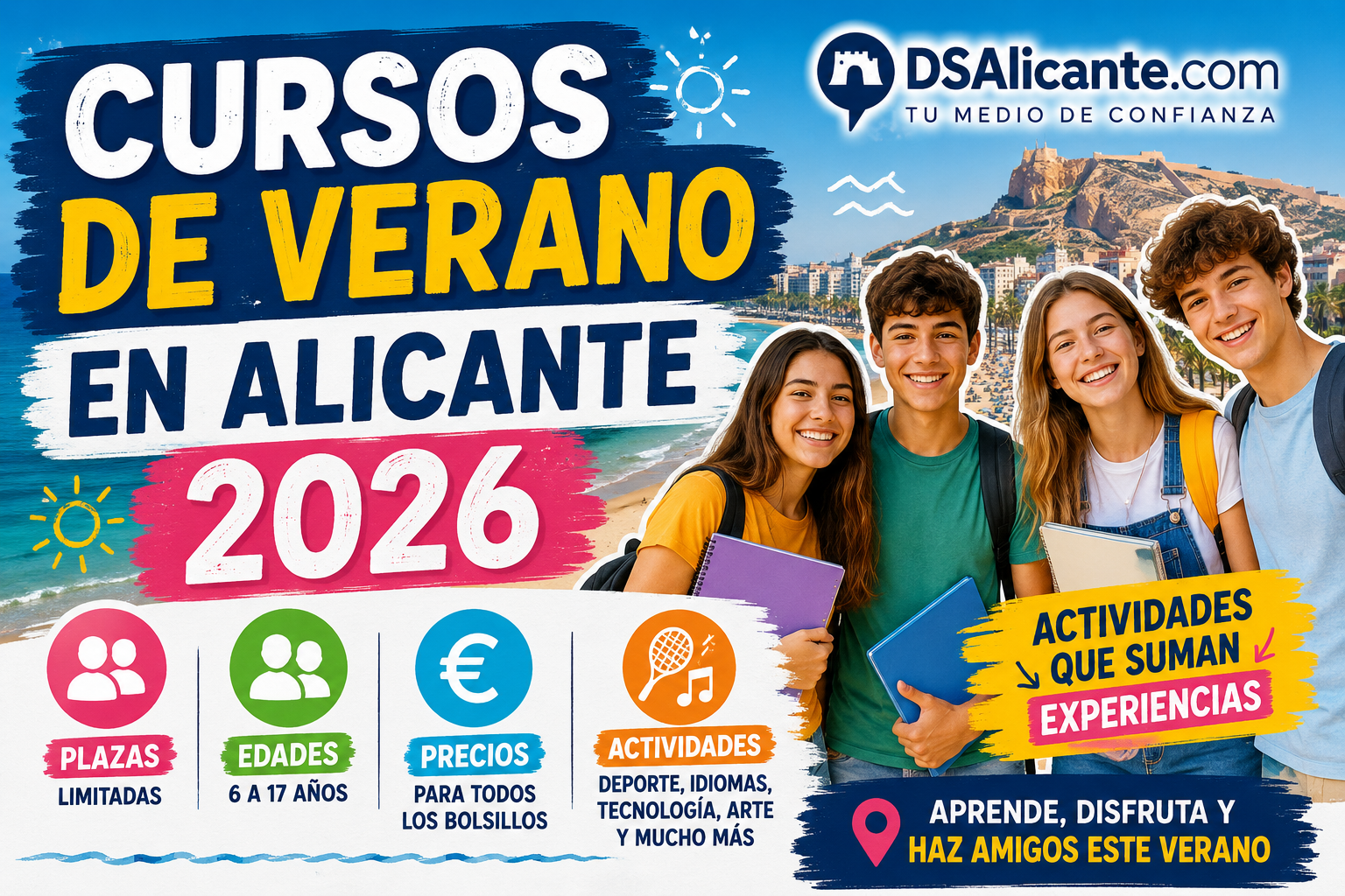 Jóvenes participando en un taller formativo o actividad de verano en Alicante.