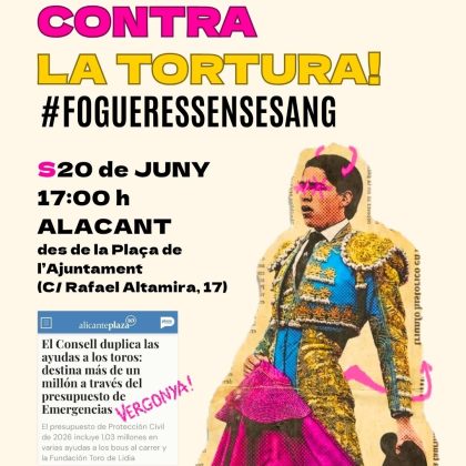 Las entidades animalistas denuncian un intento de alejar la manifestación antitaurina del entorno de la Plaza de Toros de Alicante