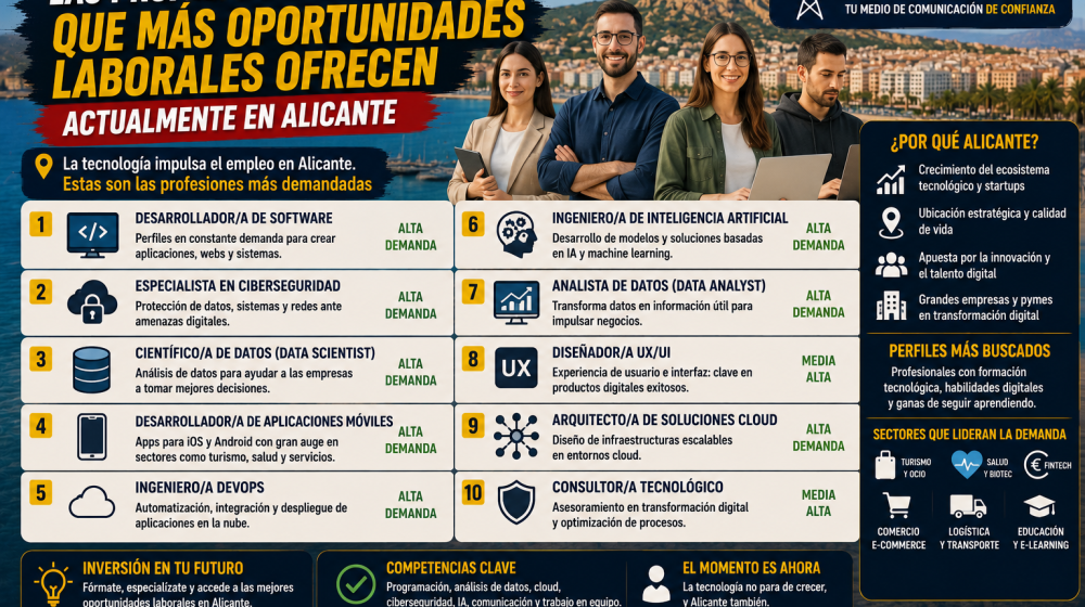 Las profesiones tecnológicas con más empleo en Alicante