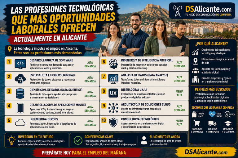 Las profesiones tecnológicas con más empleo en Alicante