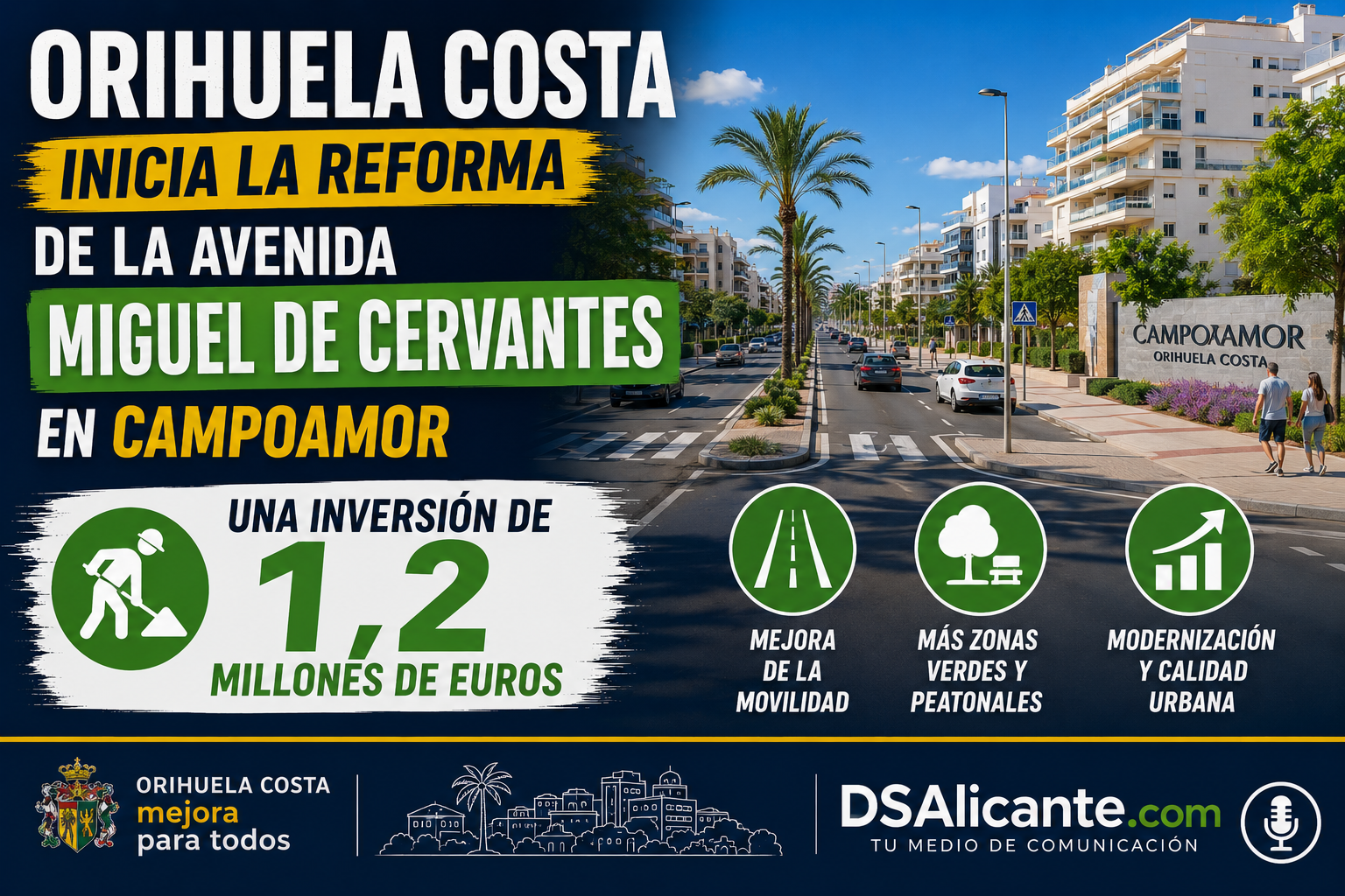 Obras en Orihuela Costa 1,2 millones en Campoamor