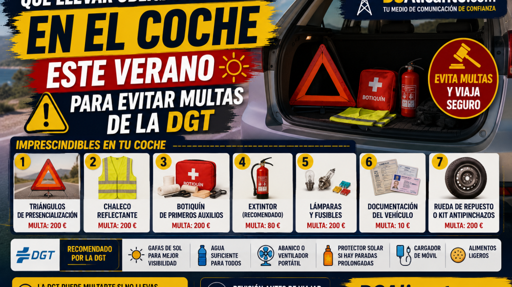 Qué llevar en el coche este verano para evitar multas de la DGT