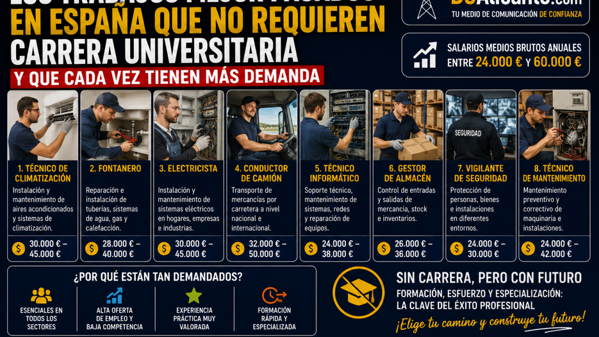 Trabajos mejor pagados sin carrera universitaria en España