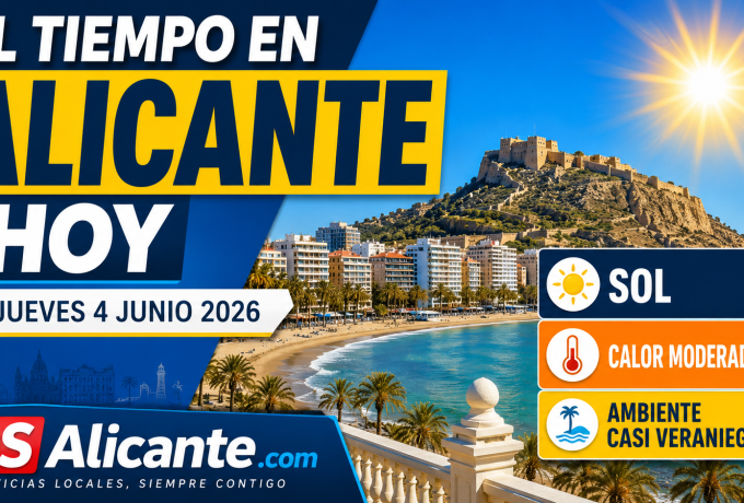 El tiempo en Alicante hoy, jueves 4 de junio de 2026: sol, calor moderado y ambiente casi veraniego