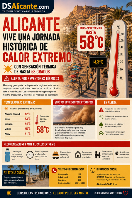 Alicante registra hasta 58 ºC de sensación térmica en plena ola de calor