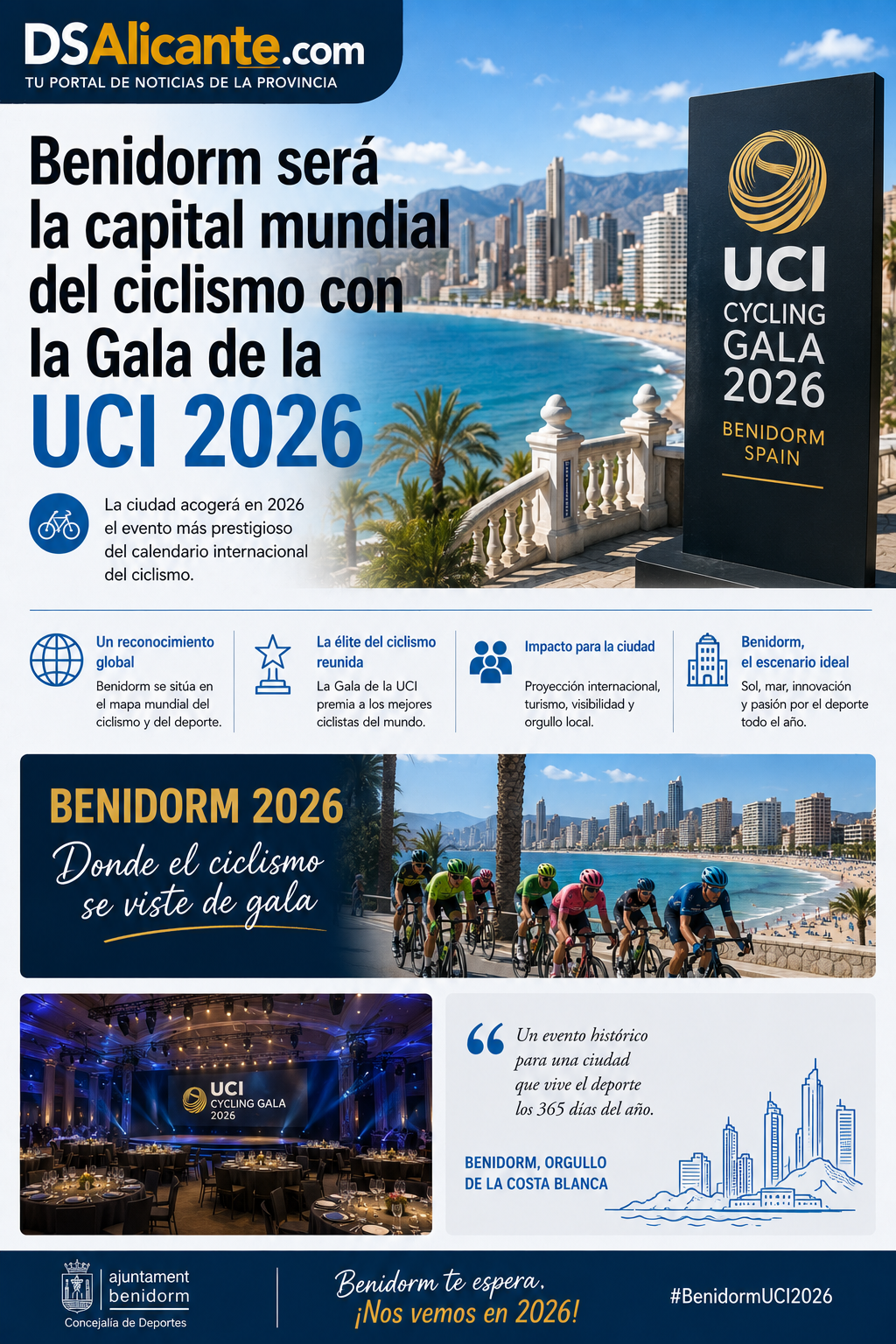 Benidorm acogerá la Gala del Ciclismo UCI 2026