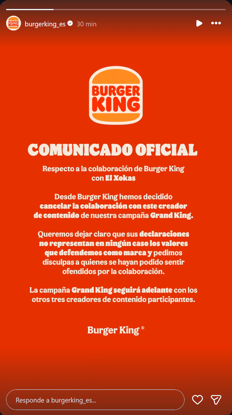 Burger King retira el menú de El Xokas de Grand King