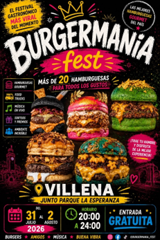 Burger Manía, el campeonato de hamburguesas, llega a Villena del viernes 31 de julio al domingo 2 de agosto