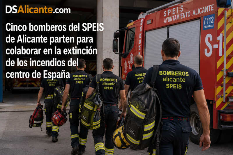 Cinco bomberos de Alicante salen hacia los grandes incendios del centro de España para reforzar la extinción