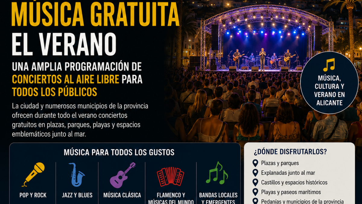 Conciertos gratis en Alicante: la música protagoniza el verano en la ciudad